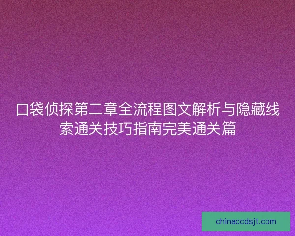 口袋侦探第二章全流程图文解析与隐藏线索通关技巧指南完美通关篇
